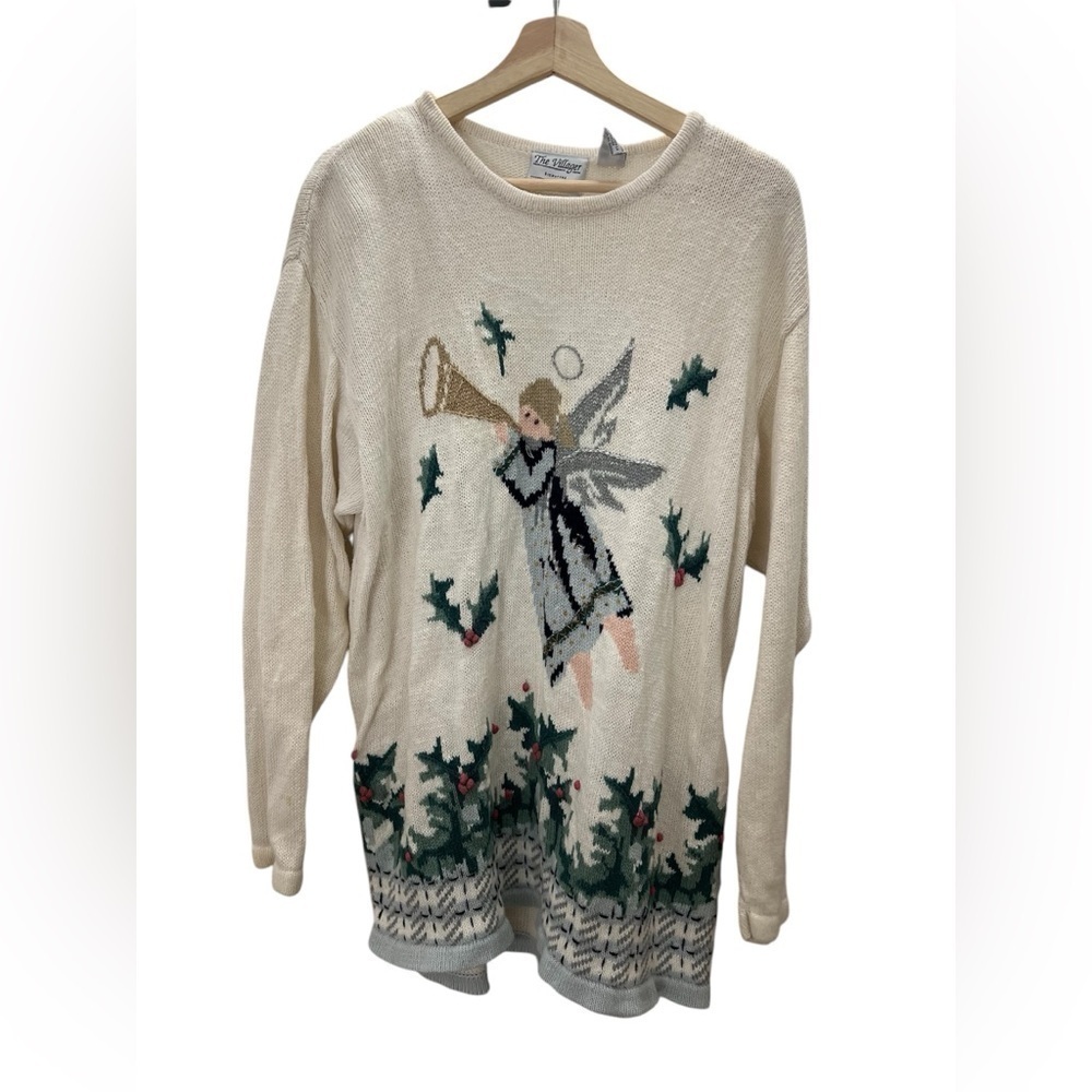 Vintage 90s Angel Knit Christmas Sweater Size XL